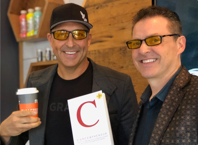 A visit to Bulletproof Coffee store in Santa Monica, located under Arnold Schwarzenegger’s offices. We’re celebrating the release of “Cancerpreneur”, my 13th #1 Bestselling Book with a Cup o’ Joe!
